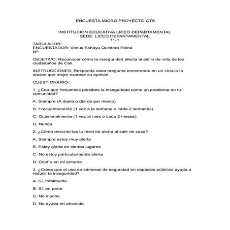 Encuesta CTS Vennus Schayu Quintero Reina 11-1