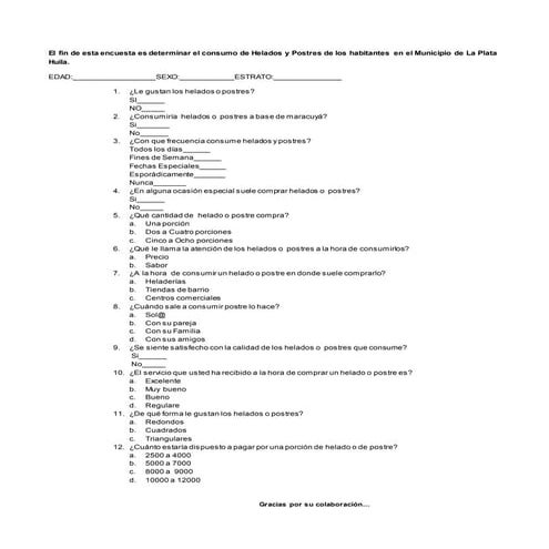 Encuesta heladeria