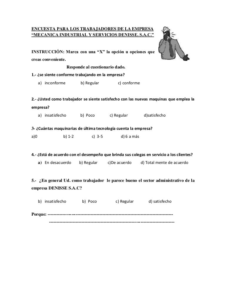 Encuesta Para Los Trabajadores De La Empresa