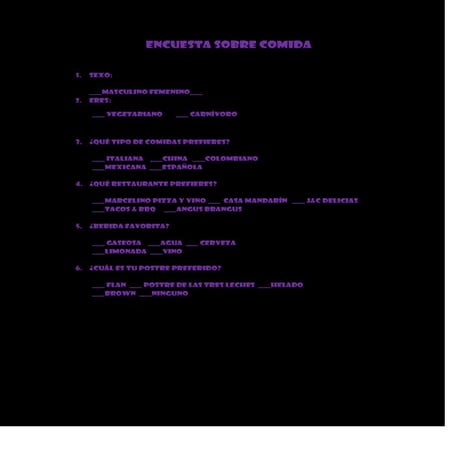 Encuesta sobre comida