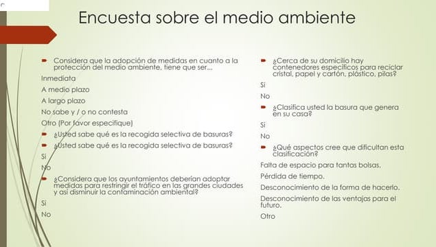 Encuesta Sobre El Reciclaje Y La Contaminacion Ambiental