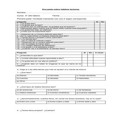 Encuesta sobre hábitos lectores