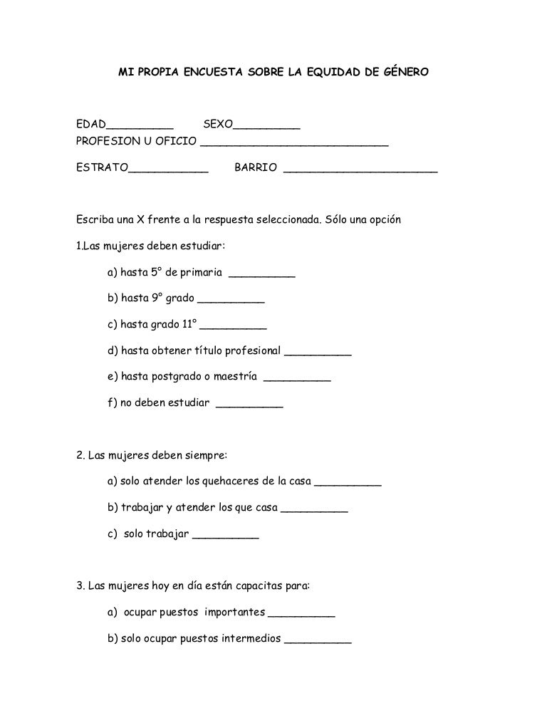 Encuesta sobre la equidad de género