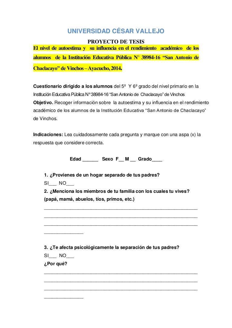 Encuestas Para Tesis De Autoestima