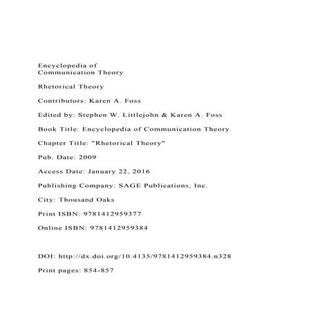 Encyclopedia of Communication TheoryRhetorical Theory.docx