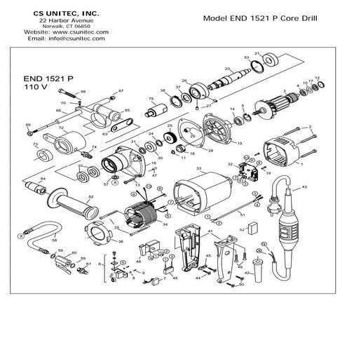 CS Unitec Electric Core Drill Schematics: END 1521 P | PDF