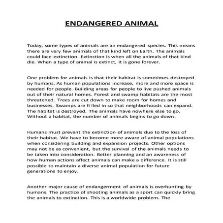 endangered animal essay