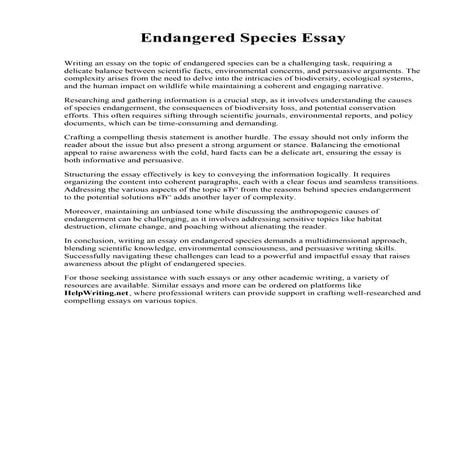 Endangered Species Essay. Johnston Community College