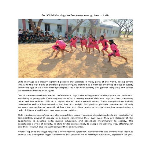 Educational Empowerment for Underprivileged Children in India | PDF