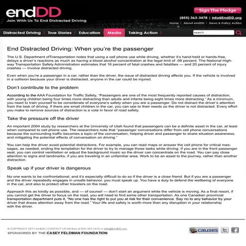End Distracted Driving - A Passenger's Perspective