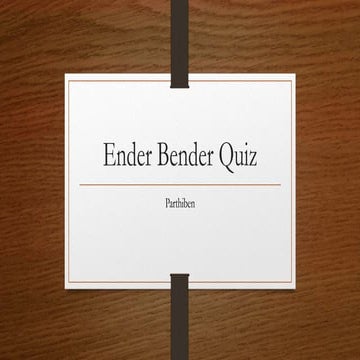 Ender Bender - General Quiz 2013