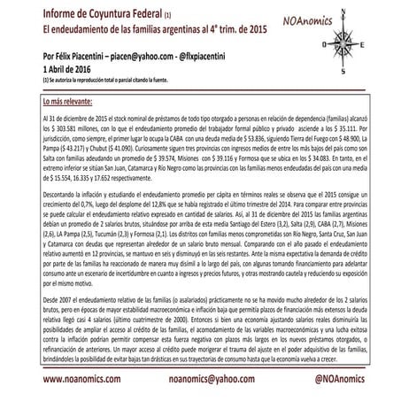 El endeudamiento de las familias argentinas al 4° trim. de 2015 | PDF