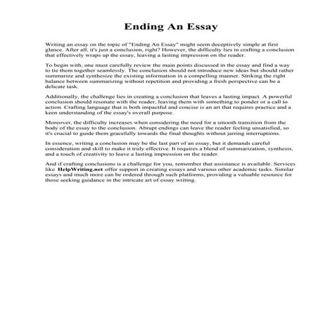 Ending An Essay