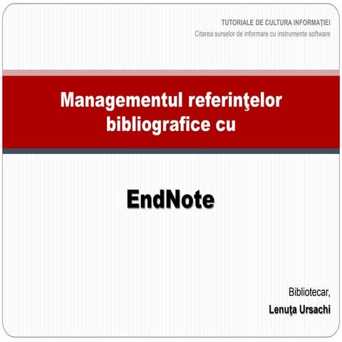 Managementul referintelor cu EndNote Basic