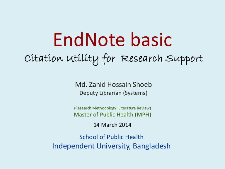 EndNote Basic citation utility for research support