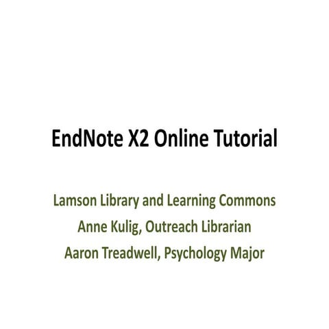 Endnote Online Tutorial Mar 09