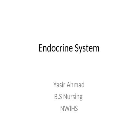 Endocrine System of Human by Yasir Ahmad lecturer at CECOS University .ppt