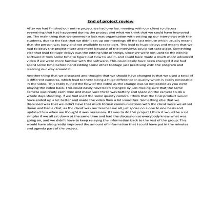 End of project review