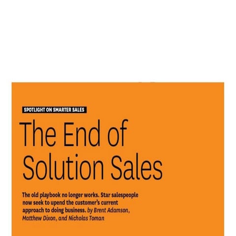 End of solution sales