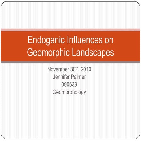 Endogenic influences on geomorphic landscapes