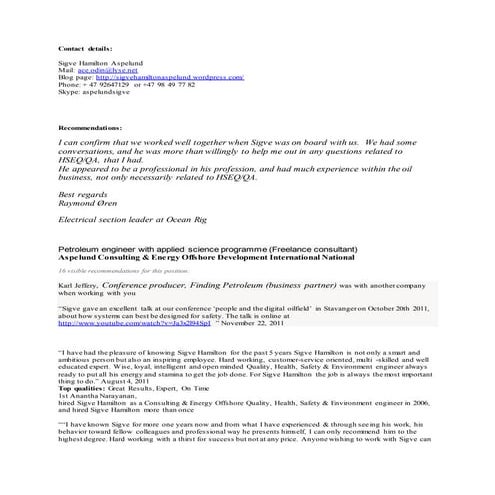 Endorsements: Sigve Hamilton Aspelund