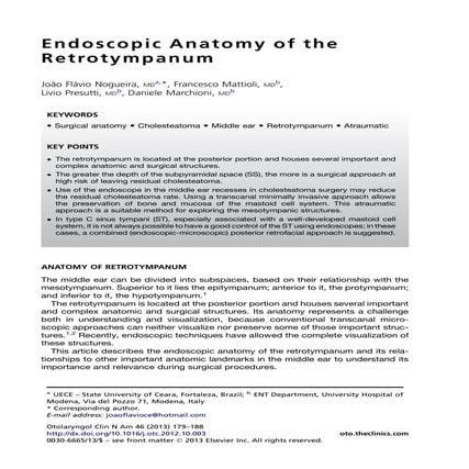 Endoscopic anatomy of Retrotympanum; Middle ear