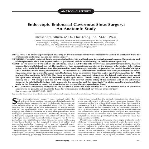 Endoscopic endonasal cavernous sinus surgery: An Anatomic study | PDF