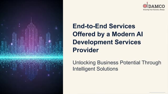 End to End Services Offered by a Modern AI Development Services Provider