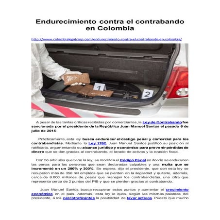 Endurecimiento contra el contrabando en colombia