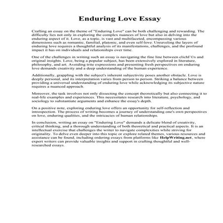 Enduring Love Essay. University of The Pacific | PDF