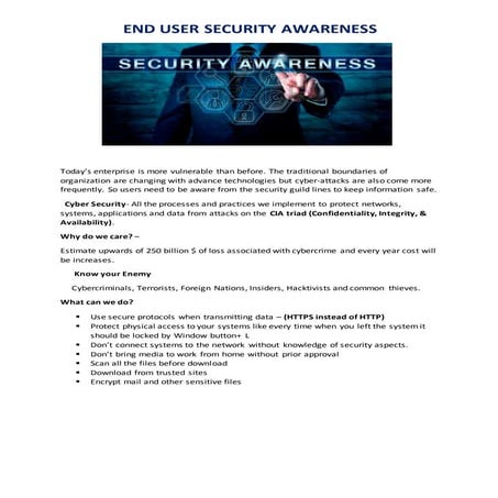 End user security awareness