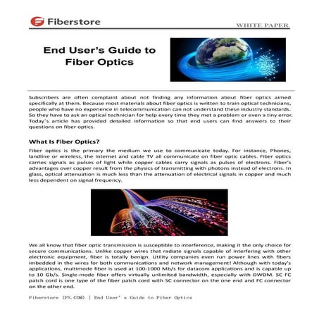 End user’s guide to fiber optics