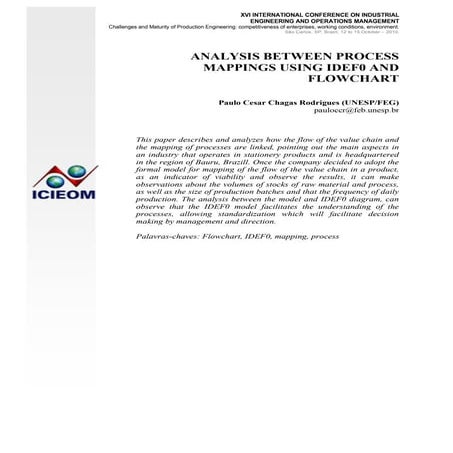 ANALYSIS BETWEEN PROCESS MAPPINGS USING IDEF0 AND FLOWCHART