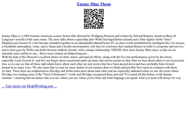 Enemy Mine Thesis