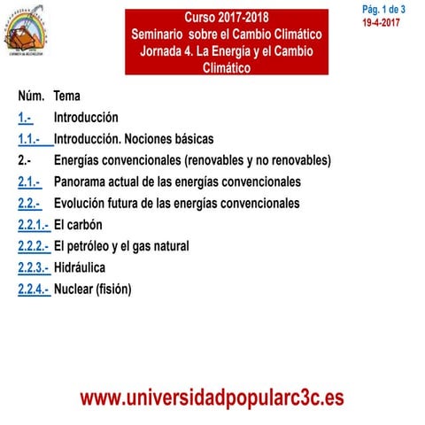 Seminario "El Cambio Climático 2018" - La Energía y el Cambio Climático