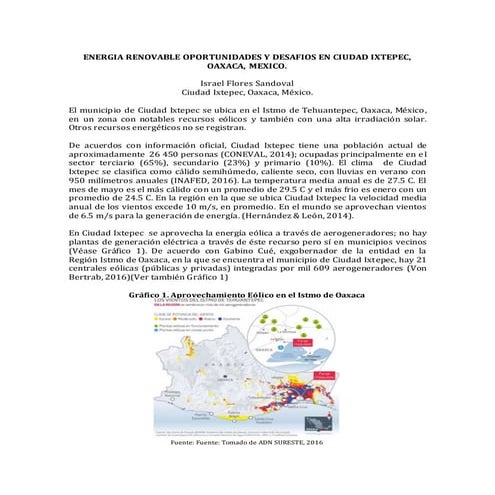 Energia renovable oportunidades y desafios en Ciudad Ixtepec | DOCX