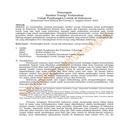 Energi terbarukan untuk indonesia (terjemah paper IEEE)