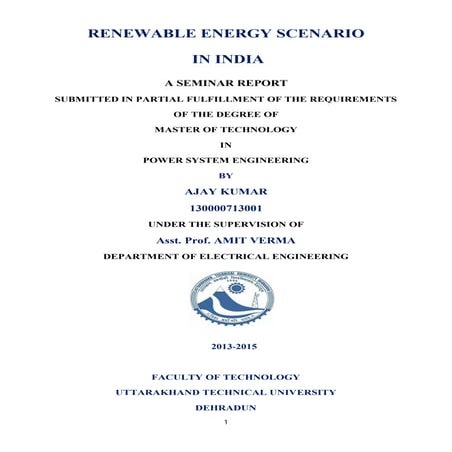 RENEWABLE ENERGY SCENARIO IN INDIA