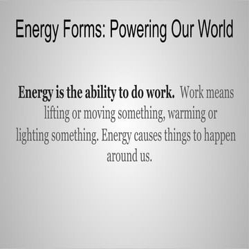 Powerpoint presentation on Work and energy