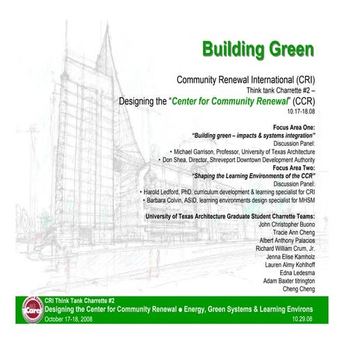 Energy Analysis Charrette Drawings