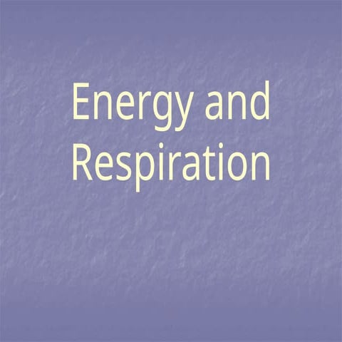 Energy and Respiration A2 biology Alevels