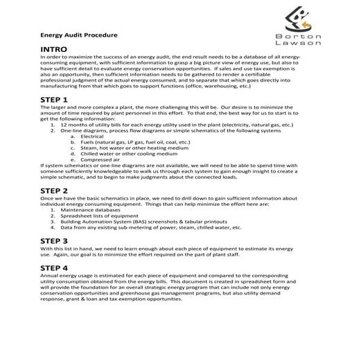 Energy Audit Procedure