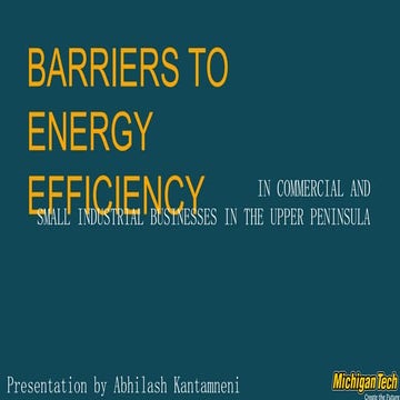 Barriers To Energy Efficiency in Industrial Parks