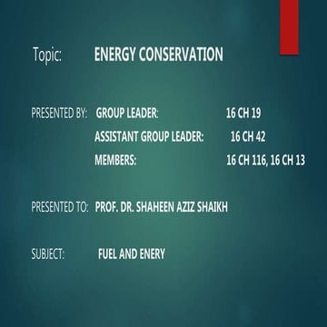 Energy Conservation