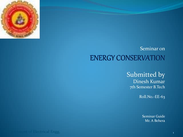 ENERGY CONSERVATION PPT by ee-63