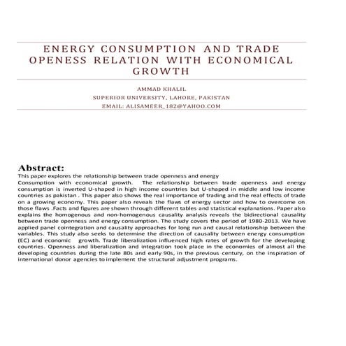 Energy consumption and trade openess relation with economical growth
