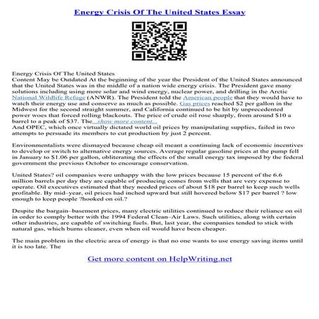 Energy Crisis Essay Pdf