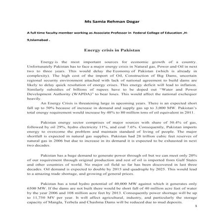 Energy crisis in pakistan real