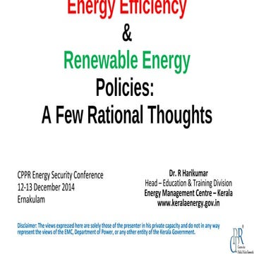 Energy efficiency - renewable energy policies
