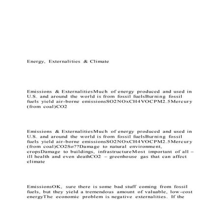 Energy, Externalities & ClimateEmissions &